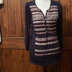 NWT navy blue top with roll tab sleeve